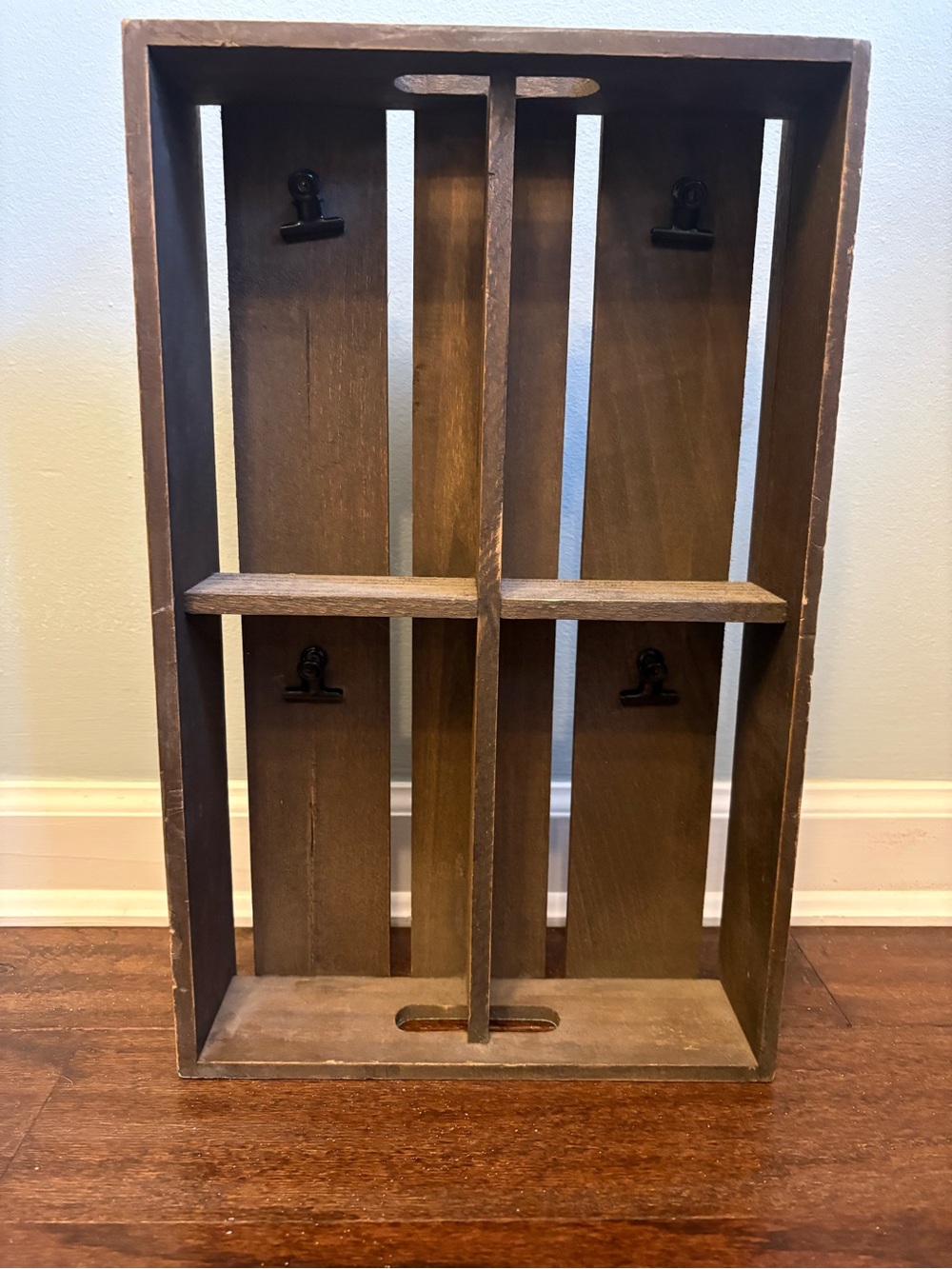 Rustic Brown Wooden Wall Organizer Shelf - Brown